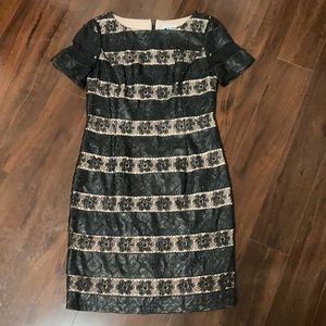 Nue by Shani Blue Label Leather and Lace Cocktail Dress